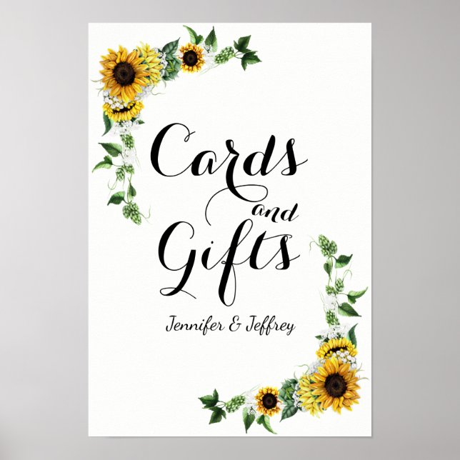 Póster Casamento de Flores Rústicas de Girassol Amarelo (Frente)