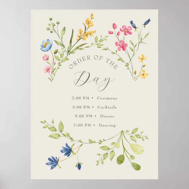 Poster Casamento de Flores Silvestres Ordem do Dia (Frente)
