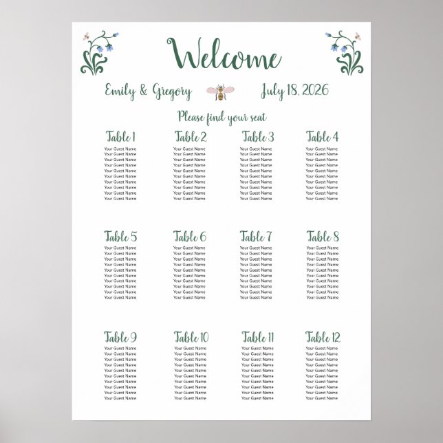 Poster Casamento de Flores Whimsical (Frente)