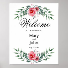 Poster Casamento de Folhagem Rosa Rosa Rosa Rosa Rosa-Ros