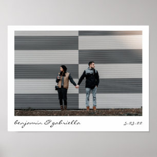 Poster Casamento de Foto com Letreiro de Roteiro Moderno 