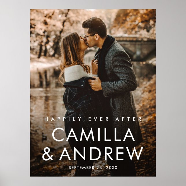 Poster Casamento de Foto Tipográfico Simples  (Frente)
