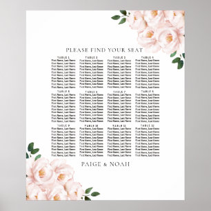 Poster Casamento de Gráfico de Mesas Florais Elegante Blu