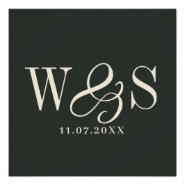 Póster Casamento de iniciais de casal Ebony legante