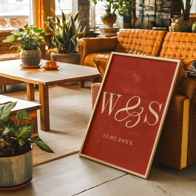 Poster Casamento de iniciais rústicas de casal (Criador carregado)