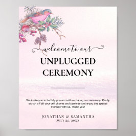 Poster Casamento de Inverno com Aquarela de Pinhas, Pássa