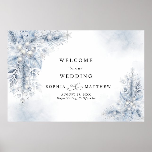 Poster Casamento de Inverno com Frutas Brancas Congeladas (Frente)