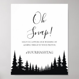 Poster Casamento de Inverno com Pinheiros Preto e Branco