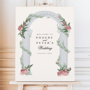Poster Casamento de Jardim de Coluna Floral Elegante