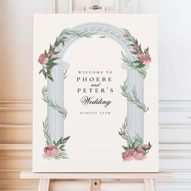 Poster Casamento de Jardim de Coluna Floral Elegante (Criador carregado)