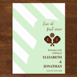Poster Casamento de Listras de Pickleball Elegante