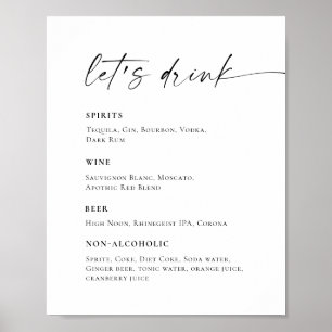 Poster Casamento de Menu de Bar Simples Elegante