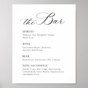Poster Casamento de Menu de Bar Simples Elegante