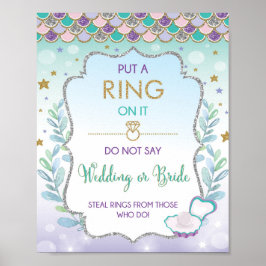 Poster Casamento de Mermaid Ring ou Chá de panela de Noiv