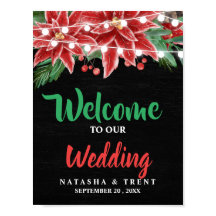 Casamento de Natal do Red Poinsettia Chalkboard