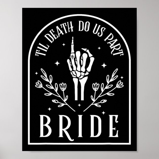 Poster Casamento de Noivado de Halloween Gothic Skeleton (Frente)