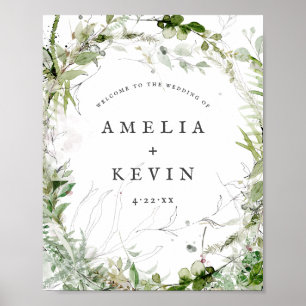 Poster Casamento de Nomes de Aquarela Terrenos Elegantes