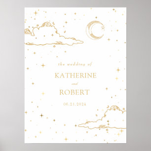 Poster Casamento de Nuvens Douradas Místicas Celestiais