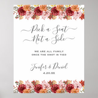 Poster Casamento de Outono com Folhas de Outono Elegantes