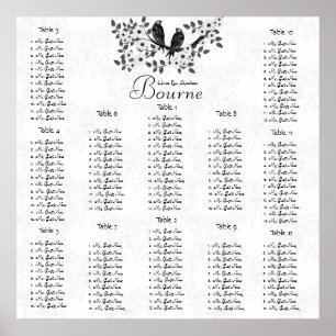 Poster Casamento de Pássaros com Amor à Floresta Encant