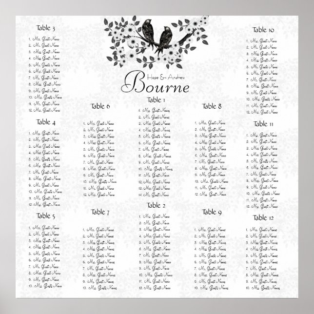Poster Casamento de Pássaros com Amor à Floresta Encantad (Frente)