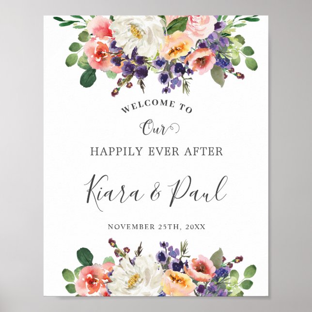 Poster Casamento de Pessegueira Pêssego Pêssego Floral (Frente)