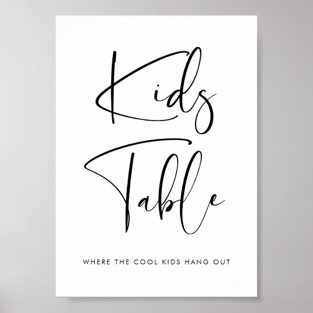 Poster Casamento de placa de mesa de Crianças Elegantes e (Frente)