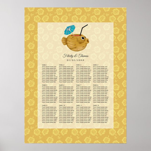 Poster Casamento de Praia de Verão Luau Tiki Time (Frente)