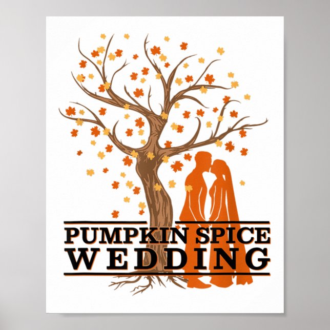 Poster Casamento De Pumpkin Spice Com Cores De Outono Par (Frente)