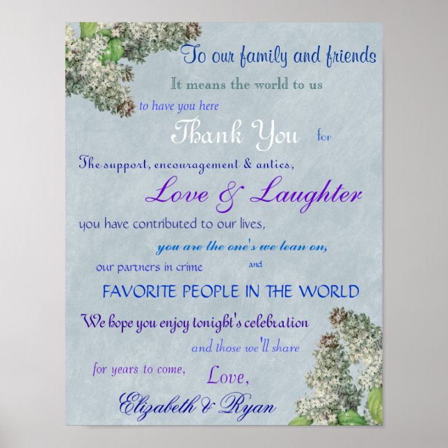Poster Casamento de Purple Lilac Obrigado (Frente)