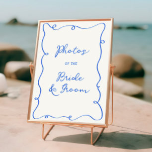 Poster Casamento de Quadro Azul Desenhado à Mão