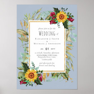 Poster Casamento de Rosas de Borgonha Rústicos