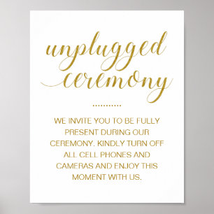 Poster Casamento de Script Dourado Elegante de Cerimônia