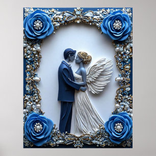Poster Casamento de um Anjo Romântico em Papel Elegante Q
