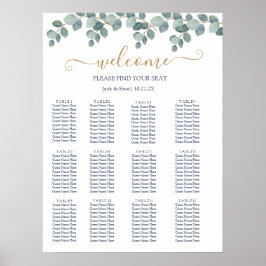 Poster Casamento de Verão de Eucalyptus Greenery Rustic.