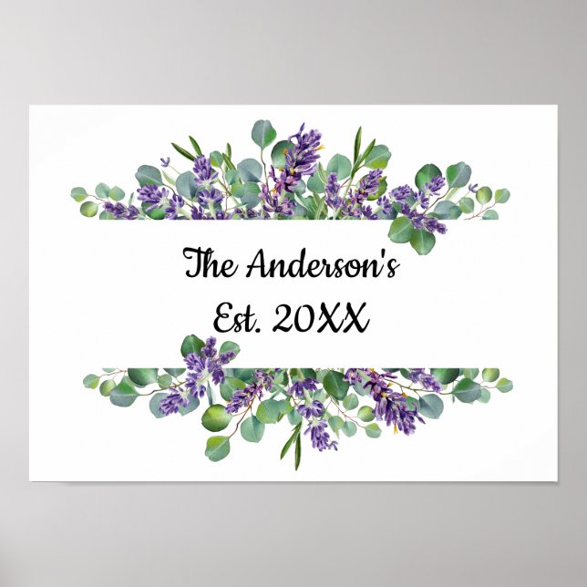 Poster Casamento de Verde com Eucalipto e Lavanda Persona (Frente)