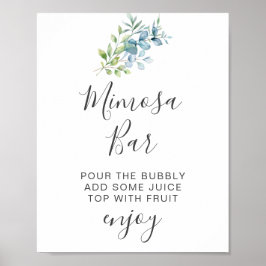 Poster Casamento de Verde com Eucalipto em Aquarela Moder