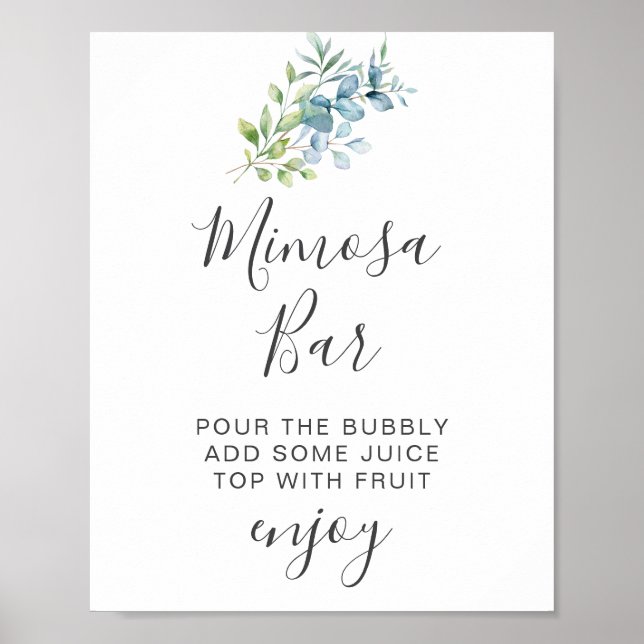 Poster Casamento de Verde com Eucalipto em Aquarela Moder (Frente)
