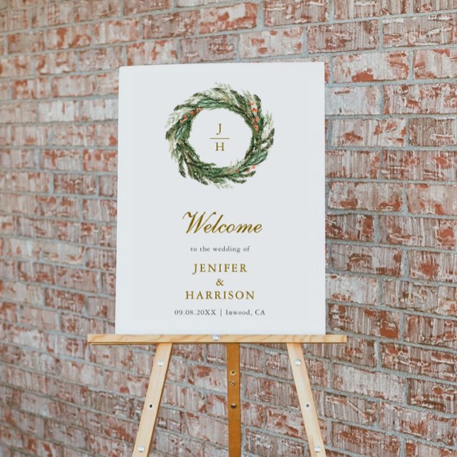 Poster Casamento de Verde Natal Clássico com Pinheiro (Criador carregado)