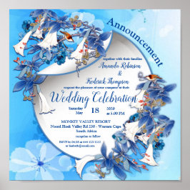 Poster Casamento de Vidraça-Moon-flower ilustrado