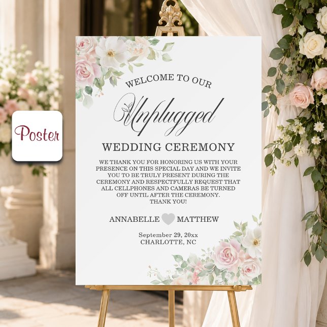 Poster Casamento Desconectado de Rosas Elegantes e Macias (Criador carregado)