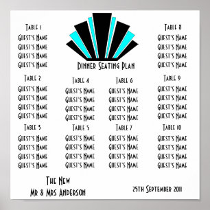 Poster Casamento Design de Arte Azul