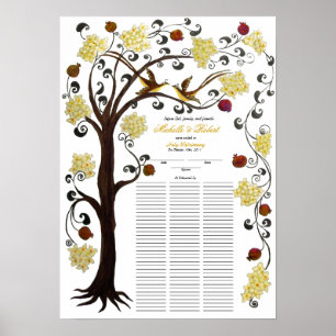 Poster casamento do quacre de 100 convidados - amarele,