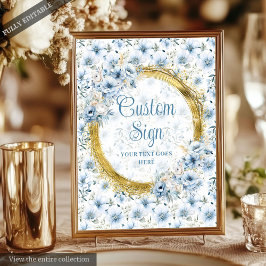 Poster Casamento Dourado Azul Azul-Boêmia Chic 8x10 Perso