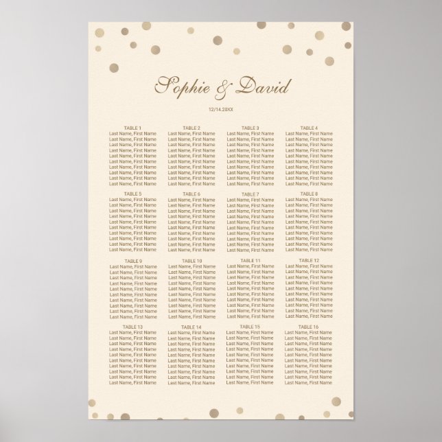 Póster Casamento Dourado com Champanhe de Amor de Confett (Frente)