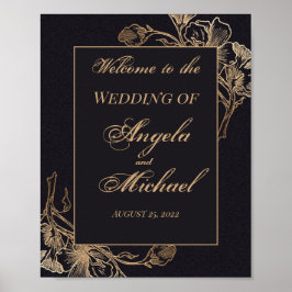 Poster Casamento Dourado com Design metálico negro