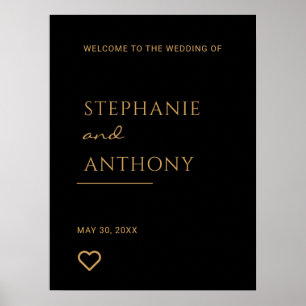 Poster Casamento Dourado e negro minimalista