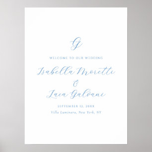Poster Casamento Elegante Chic de Costa Azul e Branco