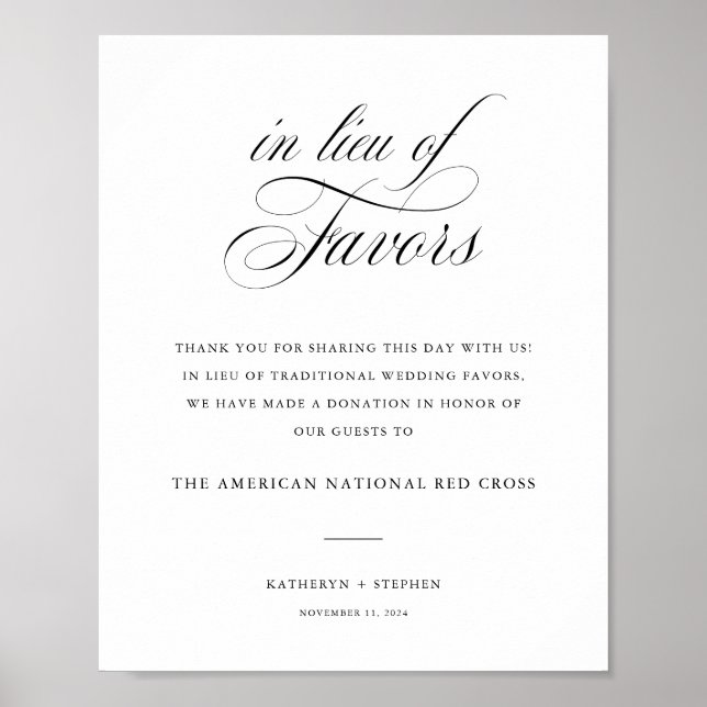 Poster Casamento Elegante Clássico Em Vez De Sinal De Fav (Frente)