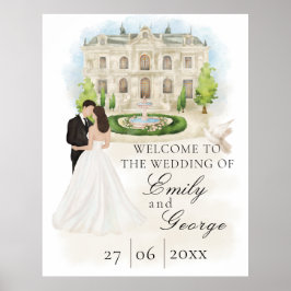 Poster Casamento Elegante com Noiva e Avenida Groom